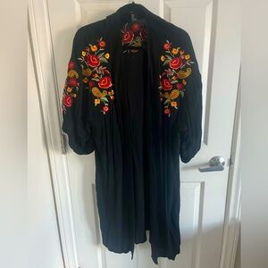 Forever 21 black floral embroidery cardigan size Small
